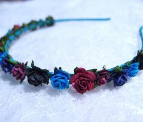 Floral Headpiece/ Hair Wreath/ Hair Crown ( Black, Navy Blue, Maroon )