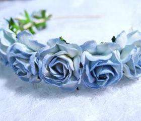 Blue Floral Headpiece/ Hair Wreath/ Hair Crown